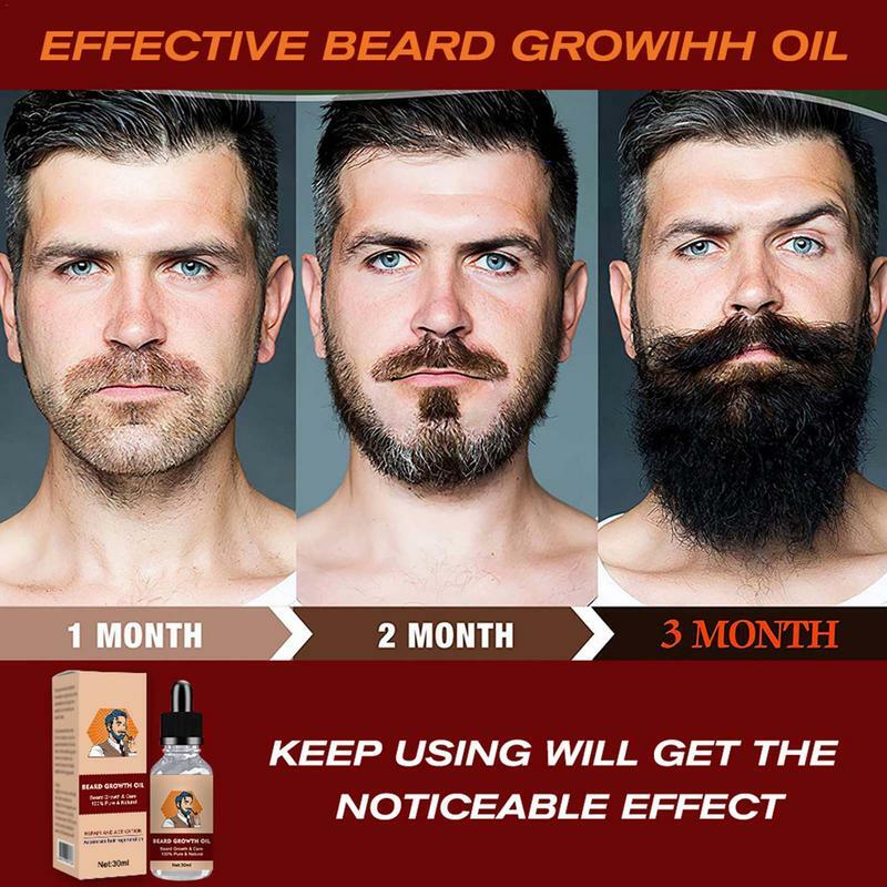 Óleo hidratante para barba para homens, Cuidado com barba, crescimento do cabelo bigode, fique mais forte e espesso, barba mais rápida, 30ml