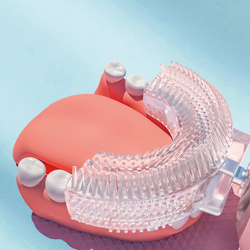 الأطفال على شكل حرف U سونيك فرشاة الأسنان الكهربائية الأطفال سيليكون فرشاة الأسنان 360 درجة الذكية فرشاة الأسنان تبييض الأسنان مقاوم للماء