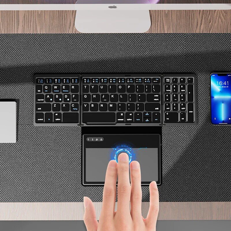 2023 tragbare Bluetooth-Tastatur drahtlose faltbare Falt tastaturen mit Touchpad für iOS Android Windows Pad Tablet integriert