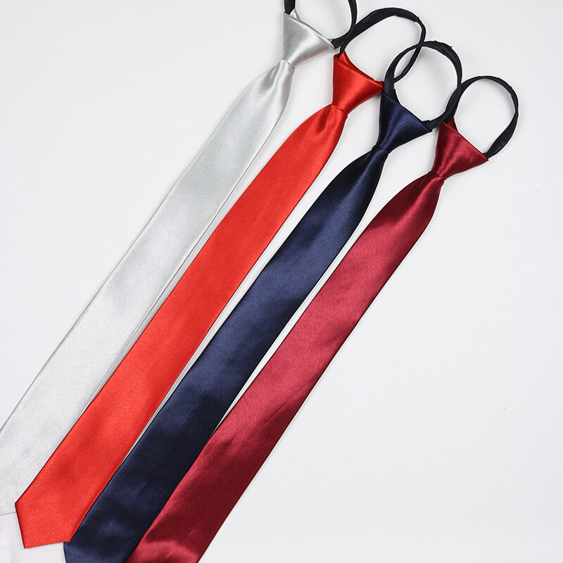 Cravatta classica nera da 8CM imitazione seta tinta unita cravatta pigra per uomo Business blu rosso cravatta con cerniera 5CM camicia stretta regalo cravatta