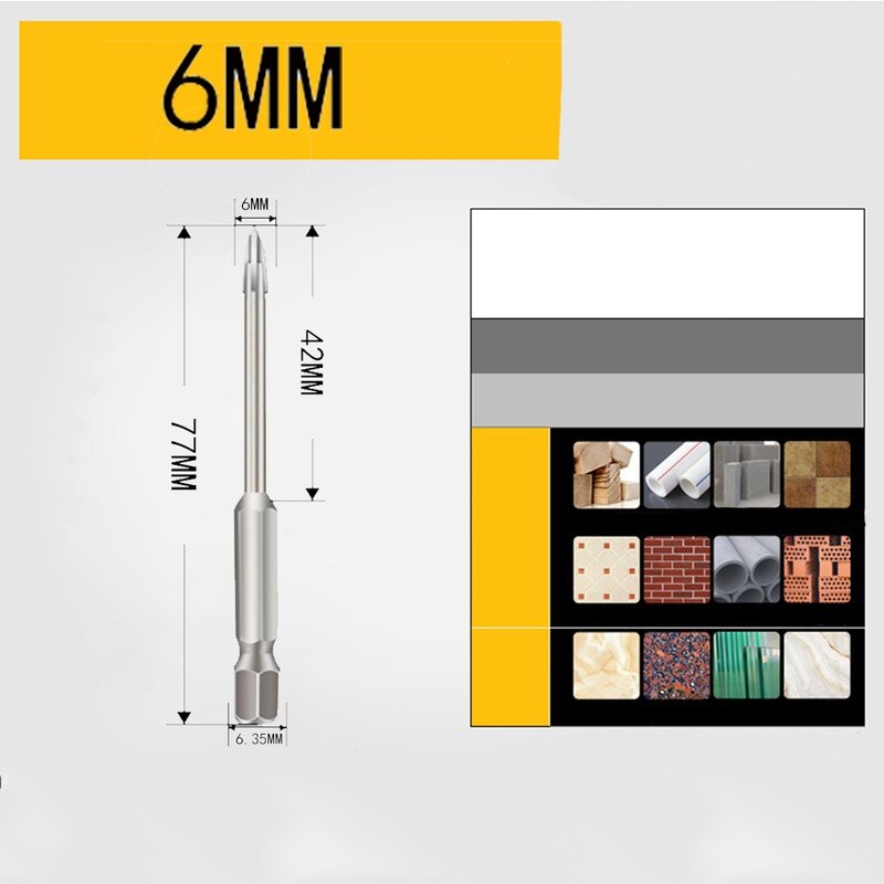 범용 드릴링 도구, 시멘트 카바이드 크로스 드릴 비트, 효율적인 전동 공구, 3*70mm, 4*70mm, 7*80mm, 1 개