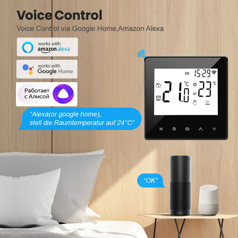 Tuya เครื่องควบคุมอุณหภูมิอัจฉริยะ, WiFi/Zigbee ควบคุมอุณหภูมิน้ำไฟฟ้าเครื่องควบคุมแก๊สความร้อนใต้พื้นรองรับ Alice Alexa Google Home