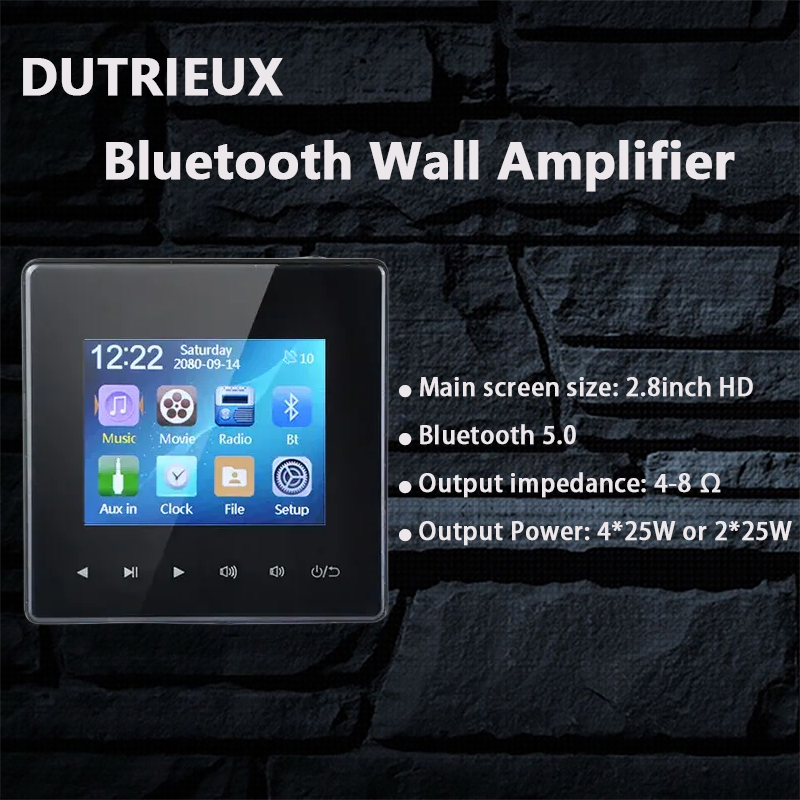 Home Theater Wall amplifier Bluetooth-compatible Sound Amp 2.8inch HD Touch Key 2 or 4 channel Music panel for Hotel Residential