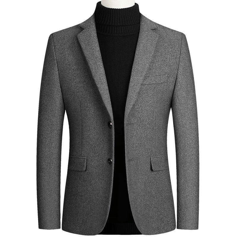 BROWON-Blazer casual de lã masculino, blazer de manga comprida masculino, blazer monocromático, ajuste regular, nova marca, outono e inverno, 2022