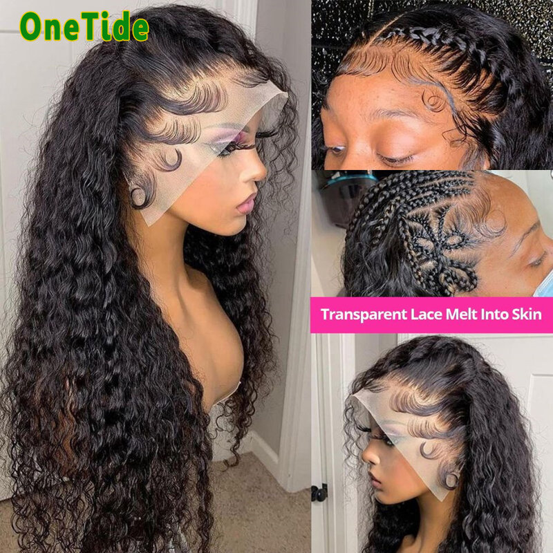 Wig rambut manusia Lace Frontal 13x4 rambut manusia Remy Brazilian ombak dalam wig rambut manusia renda depan keriting untuk wanita dengan kepadatan 250