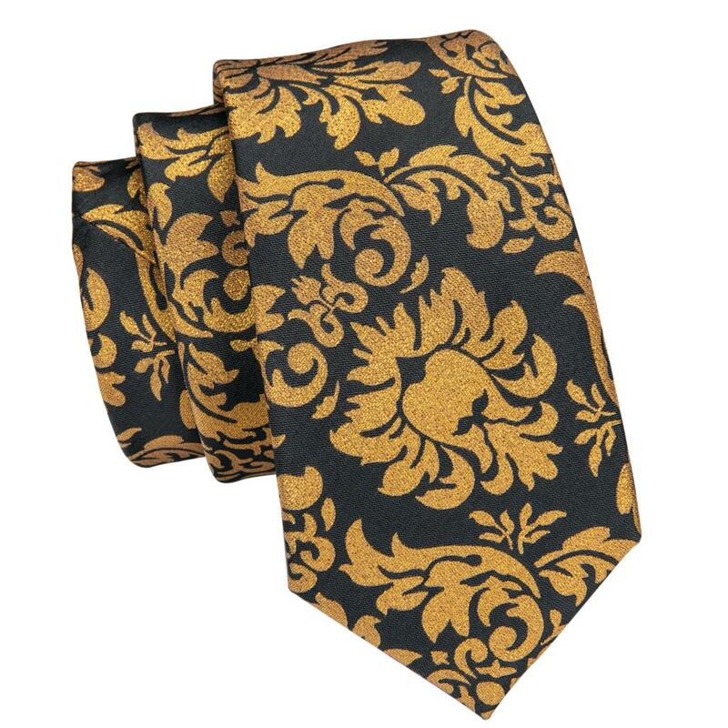 Gold Grau Floral 2023 Neue Elegante herren Krawatten Hanky Manschettenknöpfe Silk Krawatten Für Männer Hochzeit Party Business Fashion Marke hallo-Krawatte