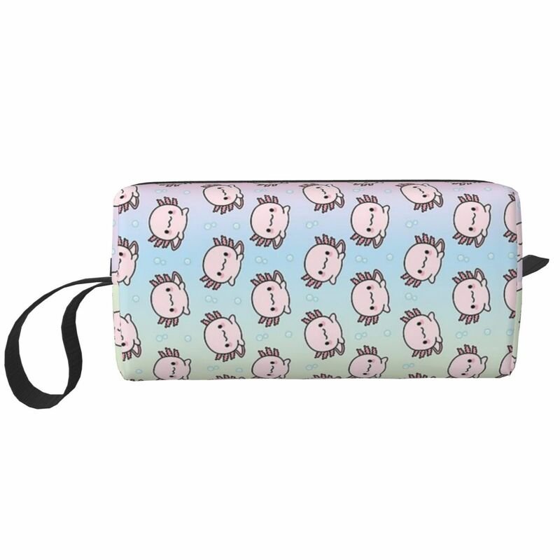 Cute Axolotl Backpack Makeup Bag Cosmetic Organizer Storage Dopp Kit Toiletry Cosmetic Bag for Women Beauty Travel Pencil Case