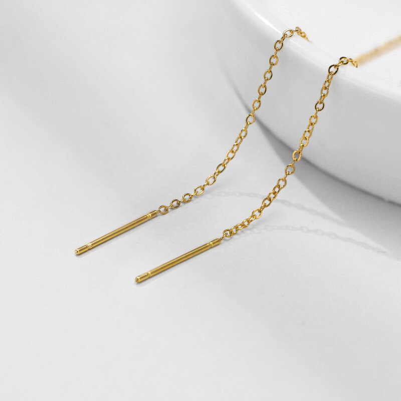 Vnox-pendientes de cadena lineal de borla larga para mujer, Pendientes colgantes, enhebrador de línea de oreja de acero inoxidable, delicado, japonés, coreano