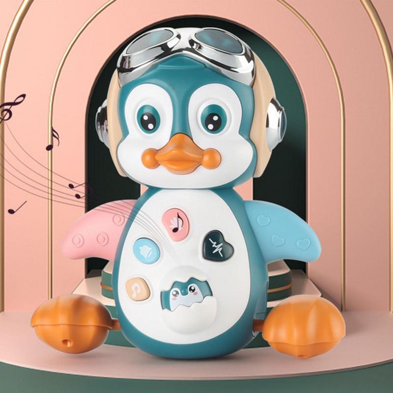 Brinquedo Musical Rastejando Pinguim, Brinquedo Educacional Infantil para Bebês e Crianças, Luzes Som e Movimento