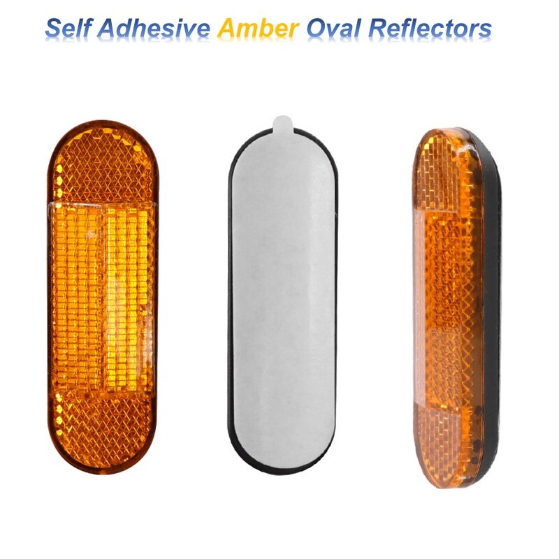 72x23mm Oblong Amber Reflectors Self-Adhesive ATV Motorcycle Quad-Biking RVs Caravan Auto Trucks Side Mark Rear/Tail/Signal Part