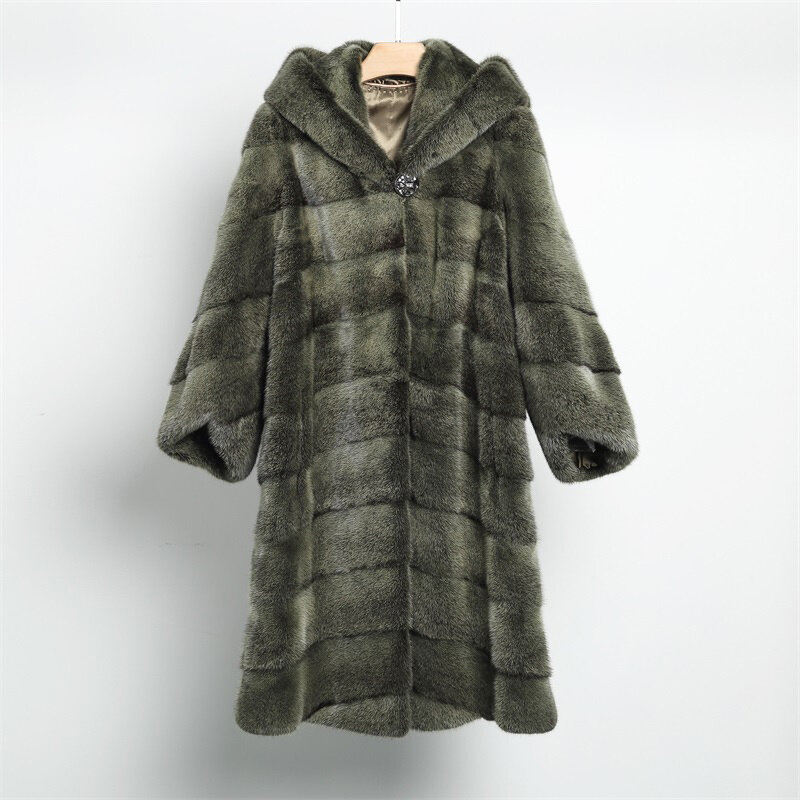 Mink Patty Cruz casaco para mulheres, casaco de grama de pele de vison inteiro, Pet Powder, inverno, casaco espesso, 2023