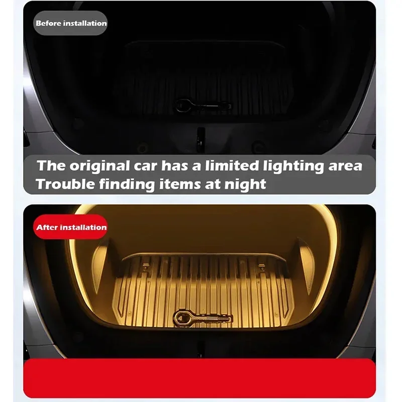 Przednie światło bagażnika do Tesli Model 3 Y Akcesoria do modyfikacja samochodu 12V Przednie pudełko zapasowe nastrojowe oświetlenie świetlówki LED silikonowe