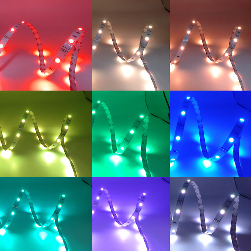 RGB LED Strip Light com controle remoto para decoração de casa, fita flexível da lâmpada, USB, Bluetooth, luz de fundo, festa, TV, 1-20m, 5050, 12 LED