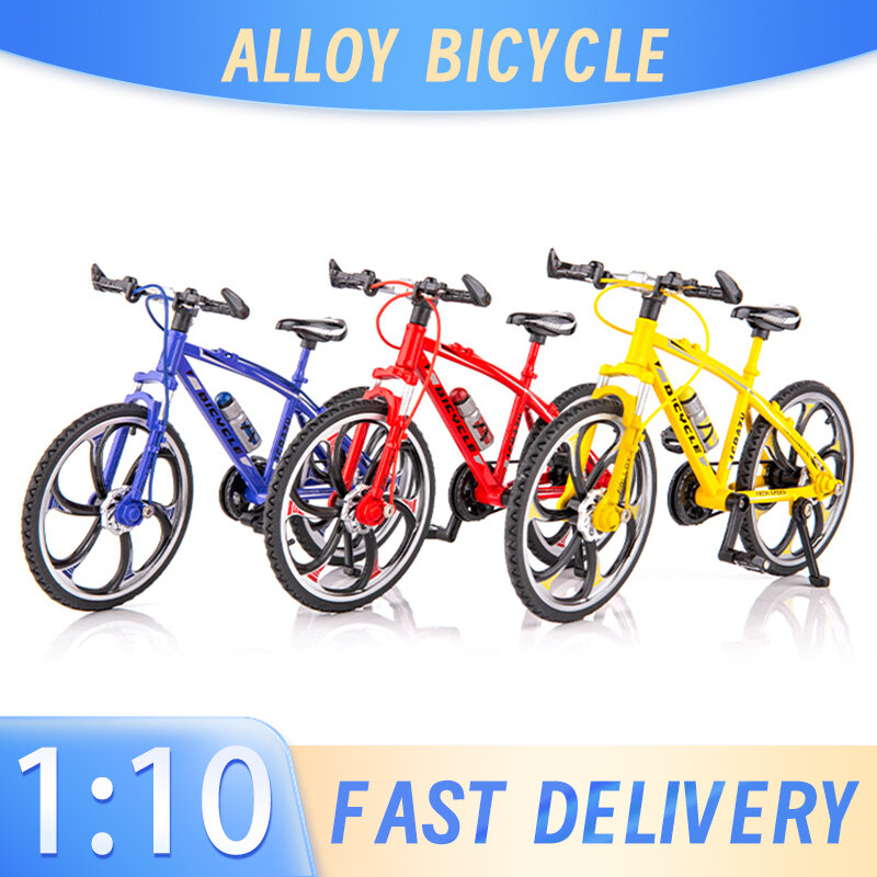 Mini Modelo Alloy Bicycle para Crianças e Adultos, Diecast Metal, Dedo de Corrida, Mountain Bike, Simulação, Presente, Coleção de Brinquedos, 1:10