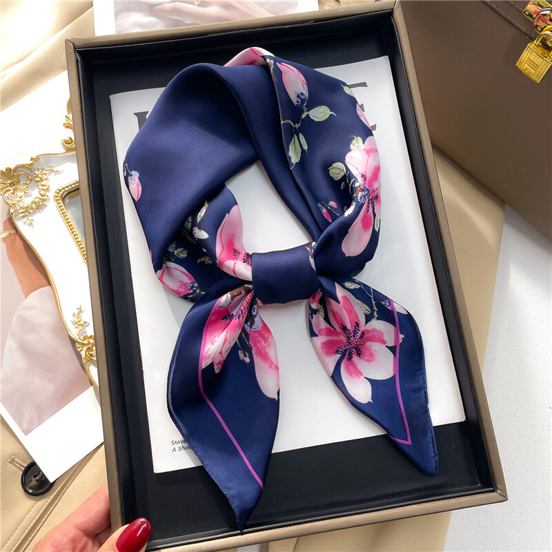 Fashion Women Horse Print Silk Satin Hair Square Scarf Summer 70*70cm Luxury Brand Shawl Wraps Headkerchief Neck Tie Hijab 2022
