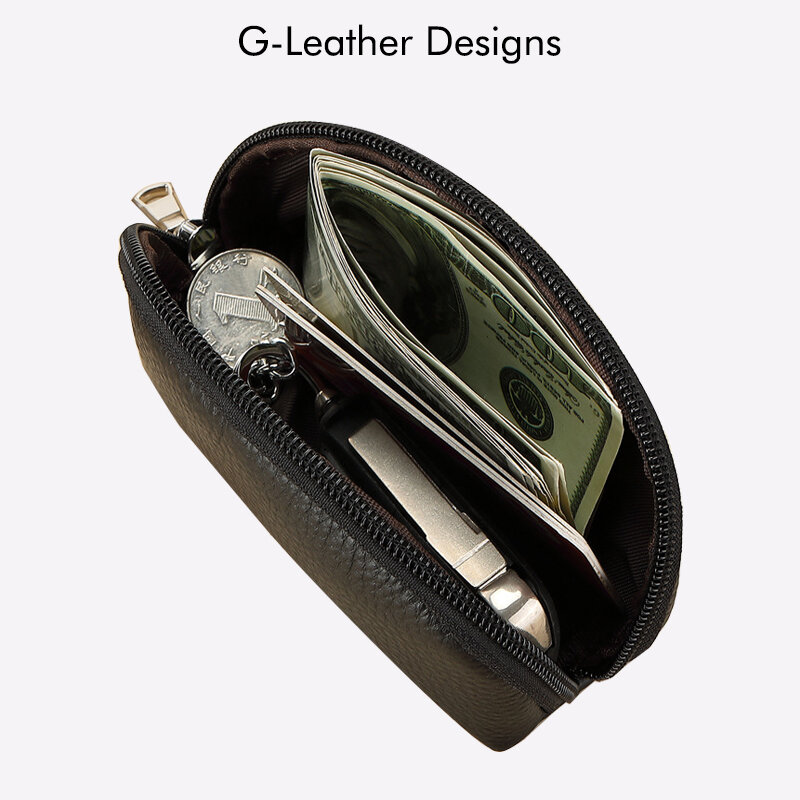 Kleine Geldbörse aus echtem Rindsleder mit lässiger Mini-Brieftasche mit Schlüssel bund