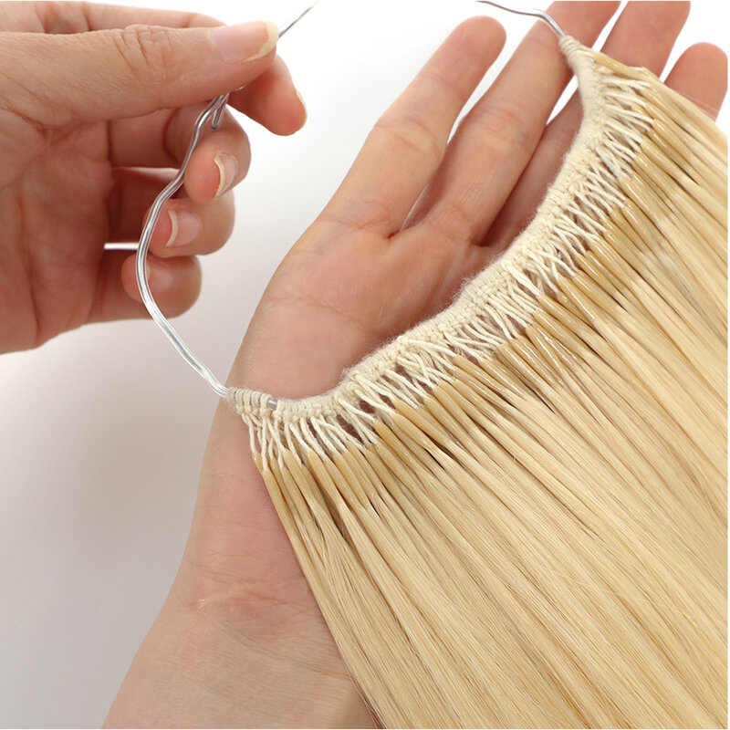 Lovevol-extensiones de cabello brasileño para mujer, cabello humano liso de queratina, con cuerda de algodón, sin procesar, 0,8g por pieza