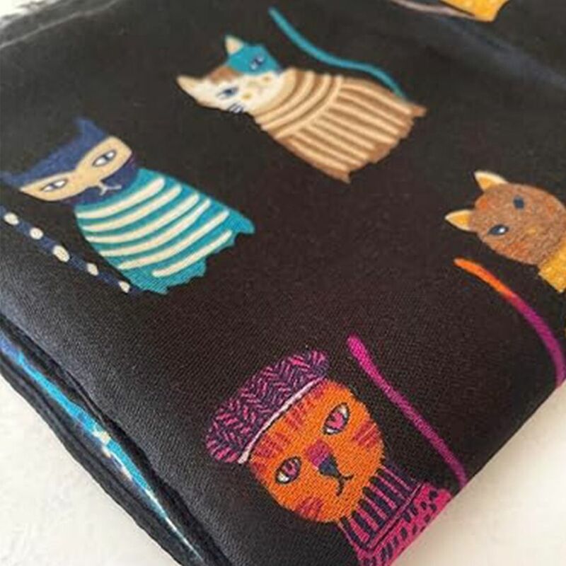 Polyester faser Katzen druck Frauen Schal Mode leichte Cartoon Thermal Schal Wrap warm halten Seiden schal Frau