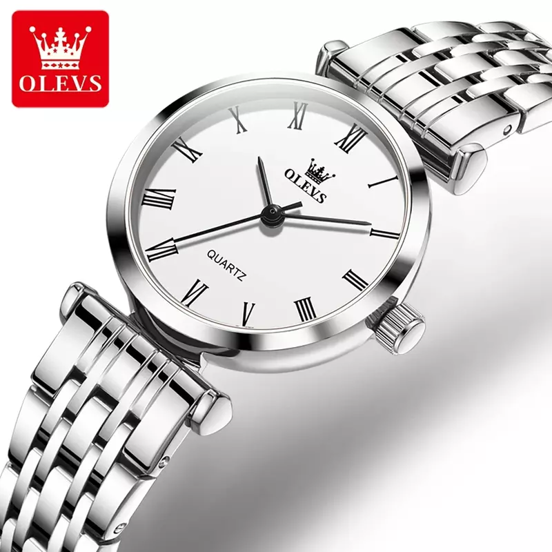 OLEVS-Relógio Quartzo Impermeável em Aço Inoxidável Feminino, Elegante, Clássico, Vestido Simples, Original, Alta Qualidade, 5592