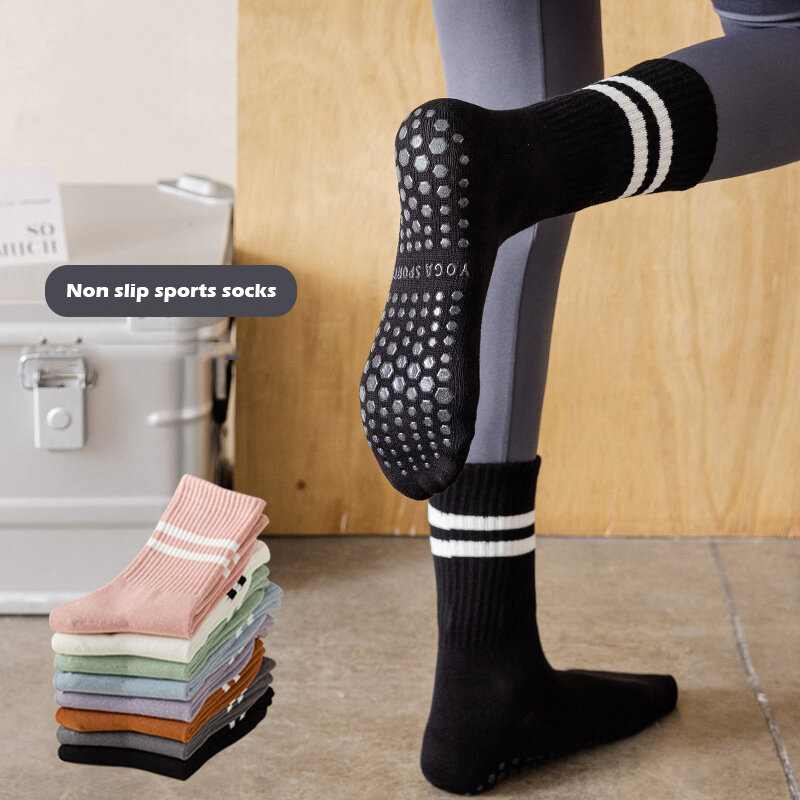 Женские спортивные носки для йоги пилатеса, профессиональные Нескользящие силиконовые носки для фитнеса в помещении, носки для танцев в зале