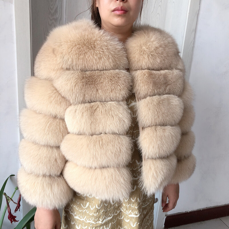 New real fox fur coat women's winter warm natural fur jacket Short raccoon fur coat 100% real fur coat high quality hot sale