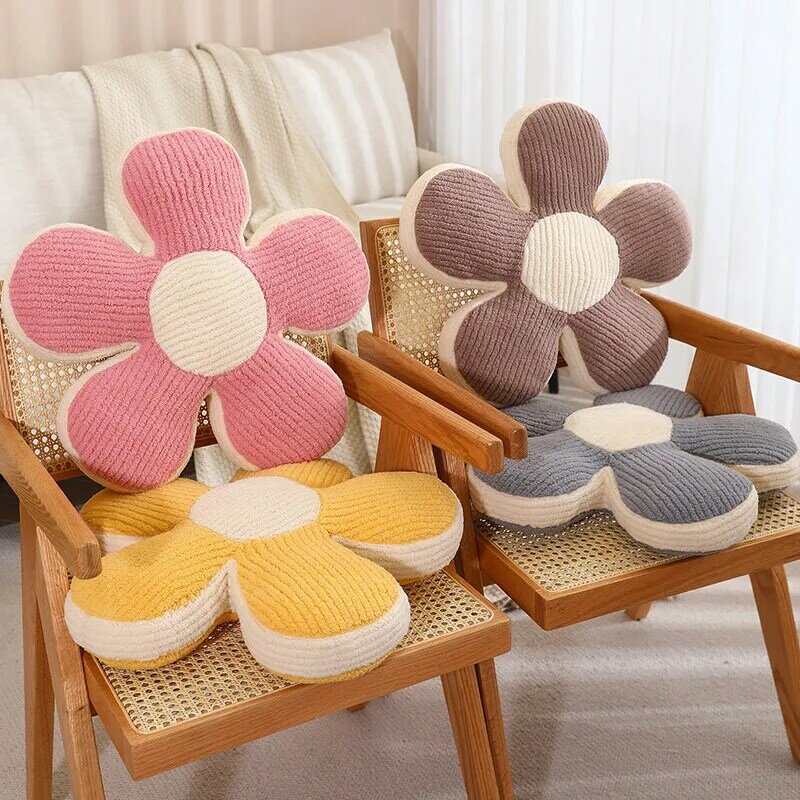50cm New Furry Flower Plush Pillow Mat Stuffed Lifelike Flower Shape Baby Kids Home Soft Cushion Home Decor