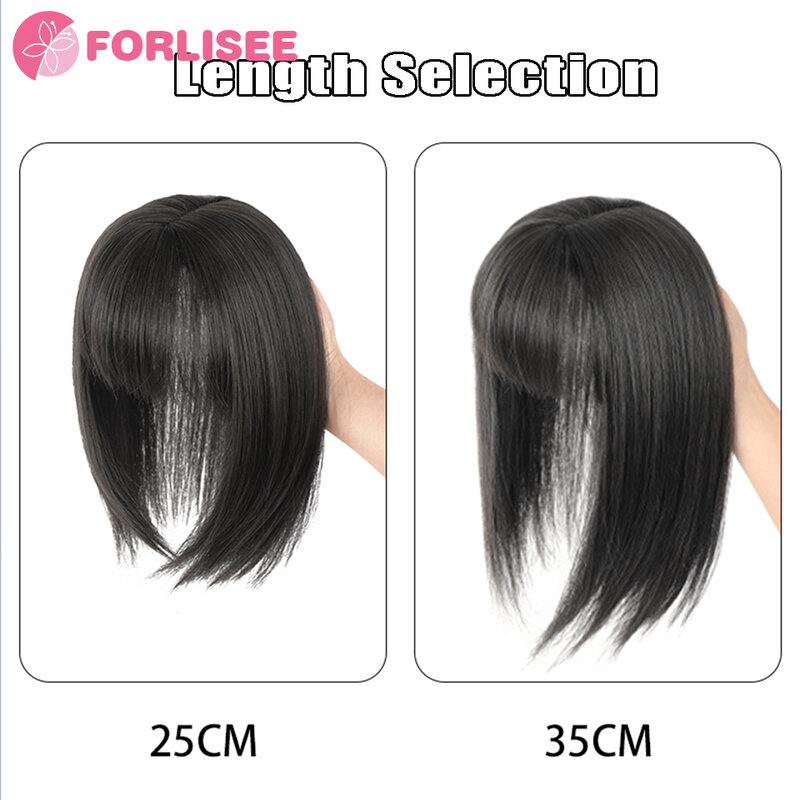 FORLISEE 여성용 가발, 자연스러운 푹신하고 가벼운 3D 프렌치 앞머리, 흰색 머리를 심리스 커버