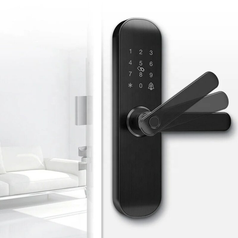 Aipotec kunci pintu depan tanpa kunci, kunci pintar sidik jari dan layar sentuh 4-in-1 keamanan rumah