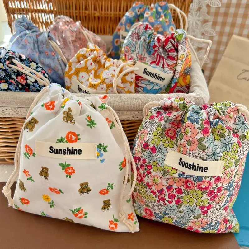 Borsa per mamma con fiori stampati borsa per pannolini per bambini borsa per pannolini in cotone tasca per passeggino borsa per il trasporto borsa per pannolini da viaggio all'aperto