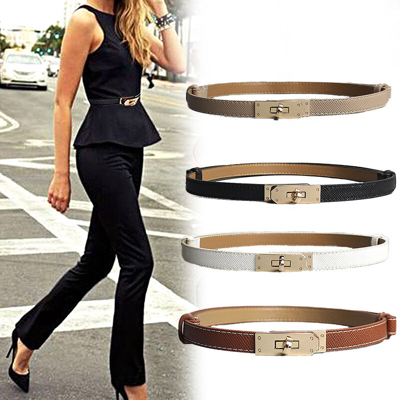 Cross-Border Belt Smooth Women'S Fine Waist Belt Adjustable Decorative Pants Perforation-Free Dress Ins Commuter Fashion