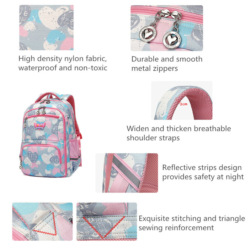 Mochila Ortopedia para Crianças, Cute Primary Schoolbag para Adolescentes, Meninas, Big Capacity Satchel, Book Bag