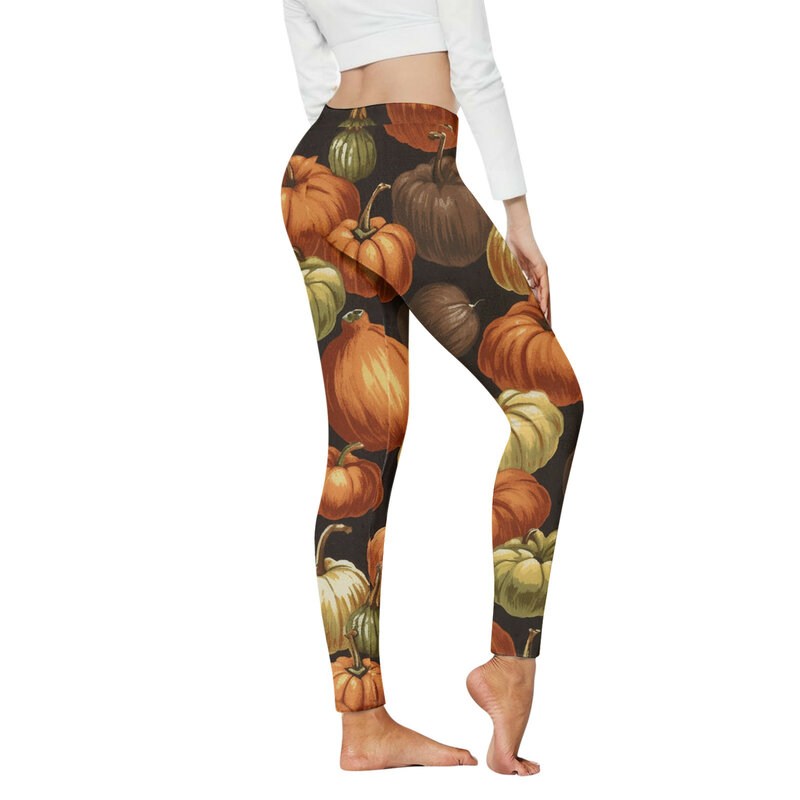 Женские леггинсы с принтом на Хэллоуин, спортивные штаны с высокой талией для подтяжки ягодиц, облегающие брюки, леггинсы для спортзала, бега, тренировок