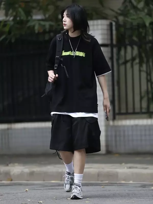 Шорты-карго женские с завязкой, повседневные Короткие хлопковые штаны в японском стиле Харадзюку, несколько карманов, y2k