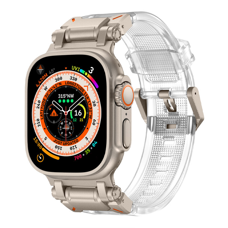 Bracelet de sport en caoutchouc pour Apple Watch, Ultra 2, Série 9, 8, 7, SE, 6, 5, 4, Bracelet pour iWatch, Ultra 49, 45mm, 42mm, 44mm, Luxe, TPU