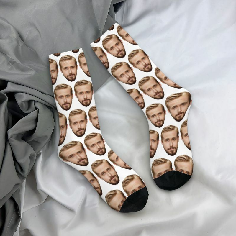 Kawaii Printing Funny Ryan Gosling Face Socks for Men Women Stretchy Summer Autumn Winter Crew Socks