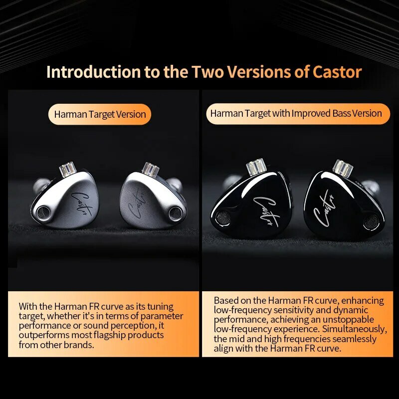 KZ Castor Earphone HiFi, Earphone HiFi 2DD dinamis kelas atas dapat disetel, Monitor Headphone earbud pembatalan