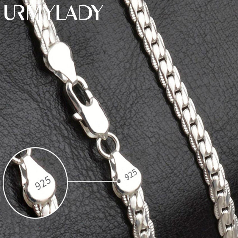 URMYLADY-20-60cm 925 스털링 실버 럭셔리 브랜드 디자인 고귀한 목걸이 체인, 여성 남성 패션 웨딩 약혼 주얼리