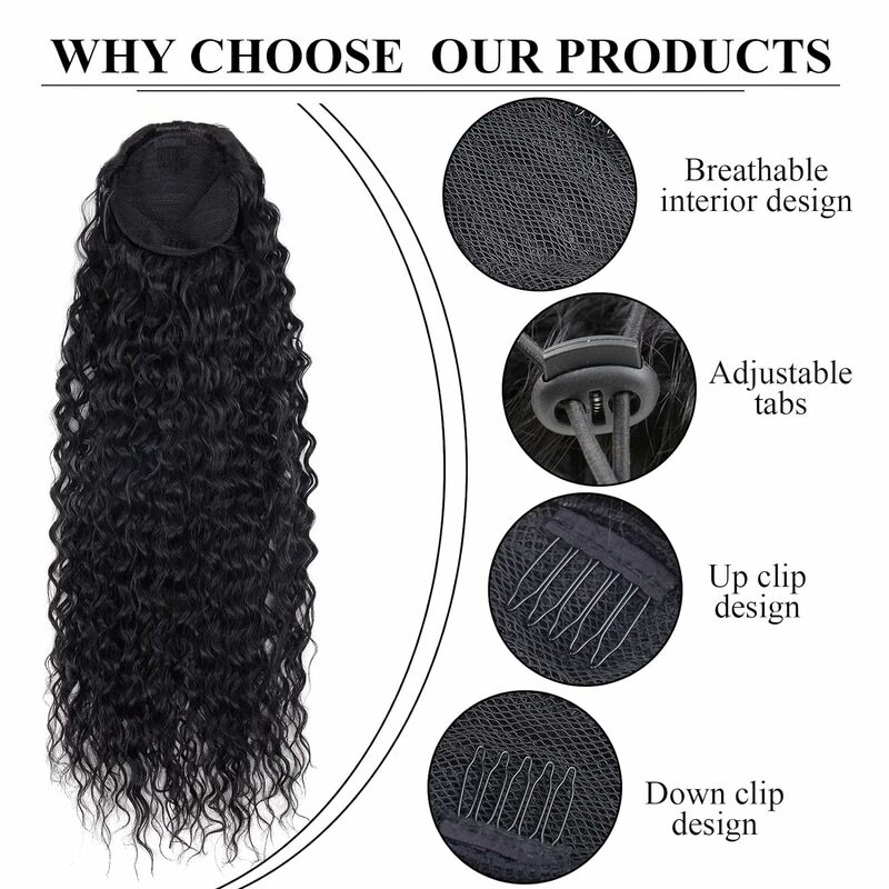 Clip in Hair Extensions 6pcs Dark Brown Wavy Curly Synthetic Hairpieces 22inch Natural and Soft Thick Double Hair Extension for