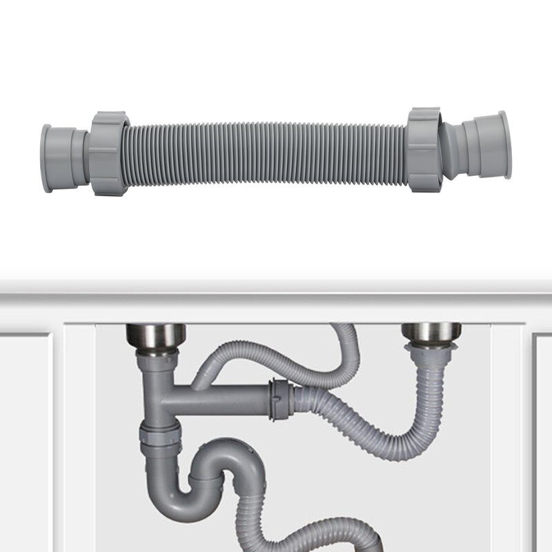 Tuyau de vidange d'évier flexible avec adaptateur, tuyau de vidange tubulaire extensible, piège en p réglable pour la cuisine, 1-1/2 p