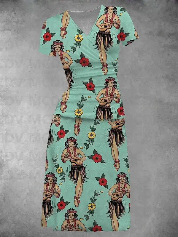 Женское платье-миди с принтом лягушки, Привлекательное платье с 3D принтом и V-образным вырезом, женские платья