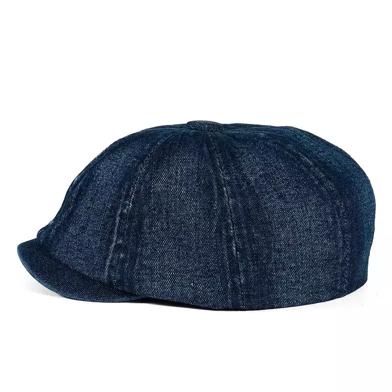Cappello di jeans lavato ottagonale retrò berretti da donna autunnali eleganti cappelli Gatsby a 8 pannelli britannici protezione solare berretti piatti per uomo