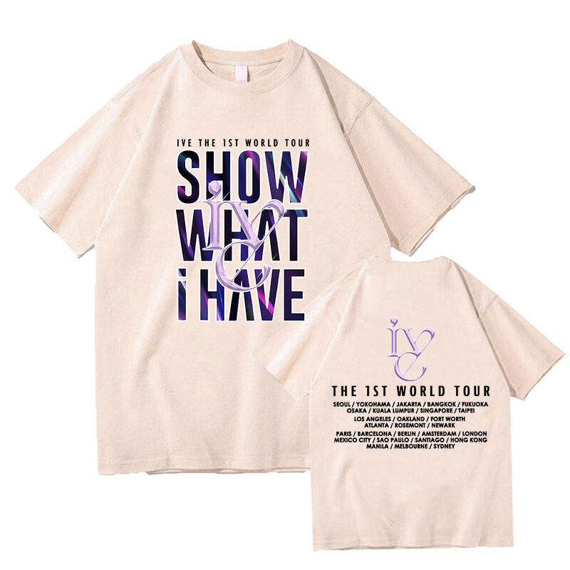 IVE The 1st World Tour T-shirty Kpop Girls Band Graphic Printing Tee-shirt z krótkim rękawem Bawełniany Tshirt damski/męski Koreański styl Tee