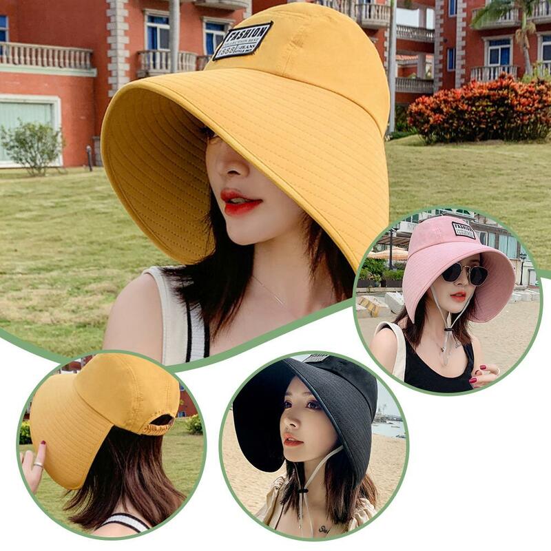 Chapéu de balde colorido elegante para fêmea, proteção solar, chapéu de cúpula respirável, guarda-sol para viagens, X4X0, verão