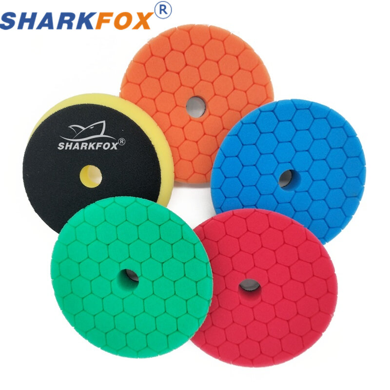Sharkfox-disco de pulido para coche, almohadillas autoadhesivas para encerar, espuma de Alemania para DA/RO, 3/5/6 pulgadas