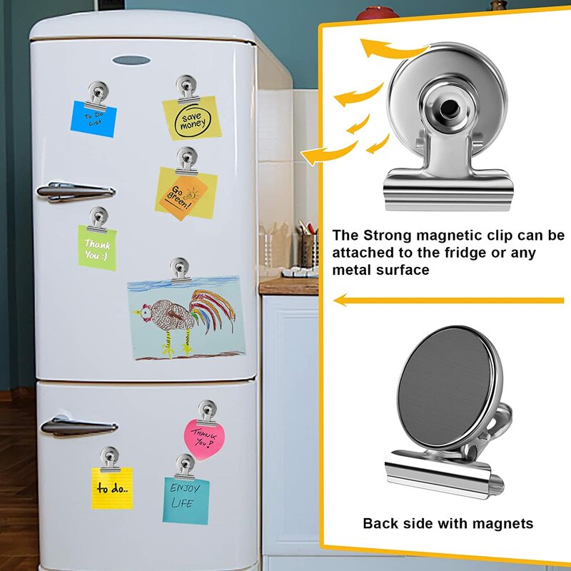 Магнитные зажимы для холодильника, черные/серебристые, 30 мм, 6 шт.
