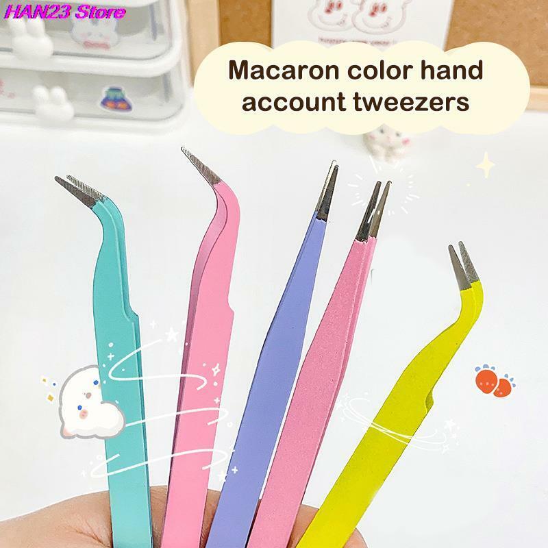 2Pcs Candy Color Straight Curved Tweezers Tool For Journal DIY Scrapbooking Paper Tape Stickers Multi-Function Tool Tweezer