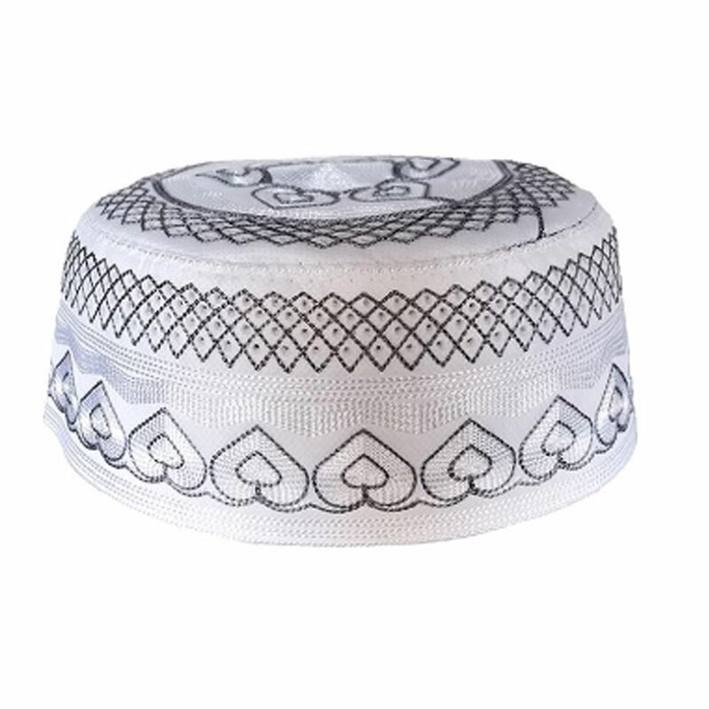 Cotton Embroidery Prayer Hat Muslim Prayer Hat Soft Skin-friendly Arabic Embroidery Beanie Breathable Comfortable