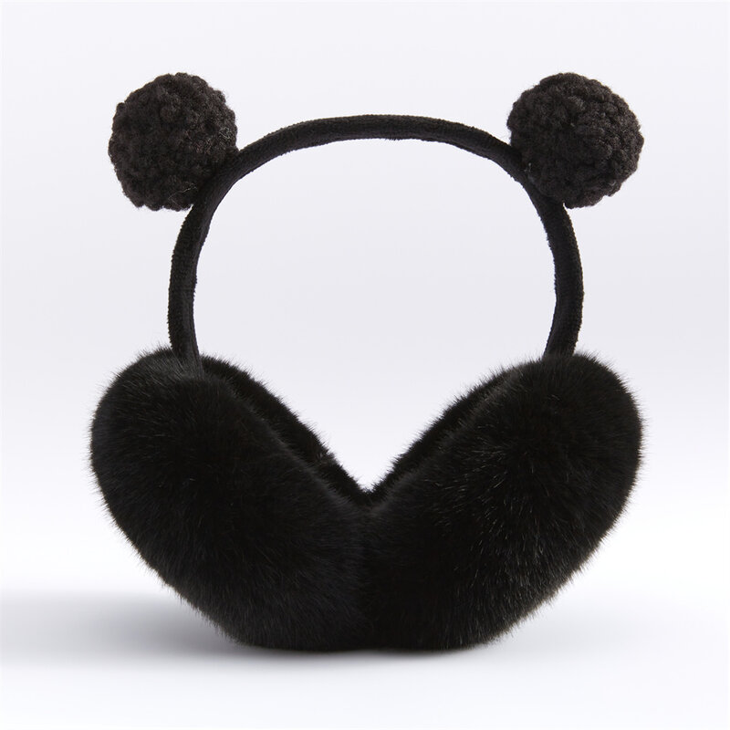 Winter Hot Dust Elf Black Earmuffs Fashion Cute Warm Comfortable Plush Collapsible Ear Warmers for Woman Man New Year's Gift