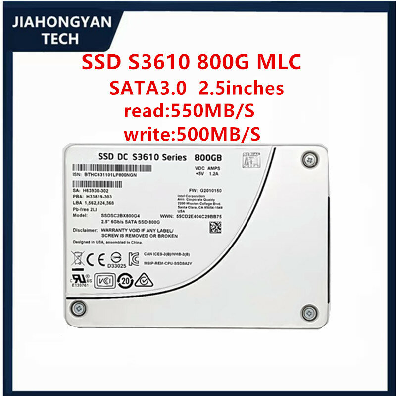 Disque SSD d'origine pour Intel S3610, 800 Go, 1.6 To, SATA, 2.5 pouces, MLC