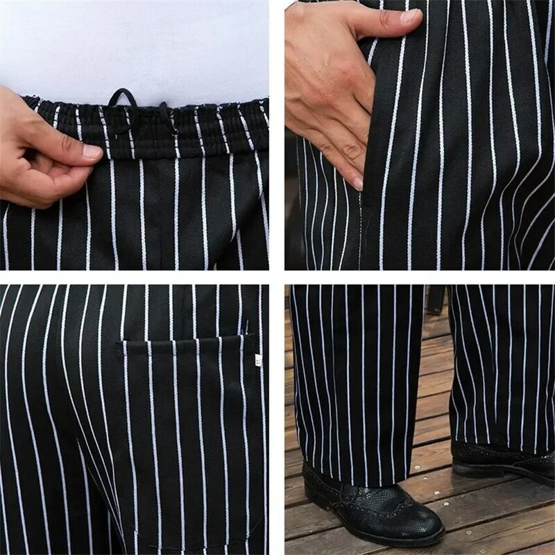 Salopette élastique pour homme, pantalon de chef, uniforme de restaurant Chamonix, bas zèbre, vente en gros